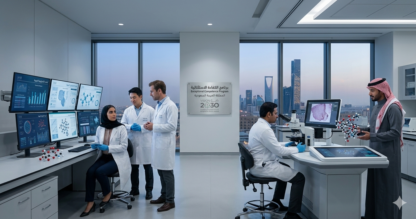 باحثون في مختبر حديث ضمن برنامج الكفاءة الاستثنائية في السعودية